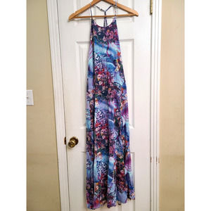 Some days lovin Womens Maxi Dress Spaghetti Strap Halter Boho Florals Size S